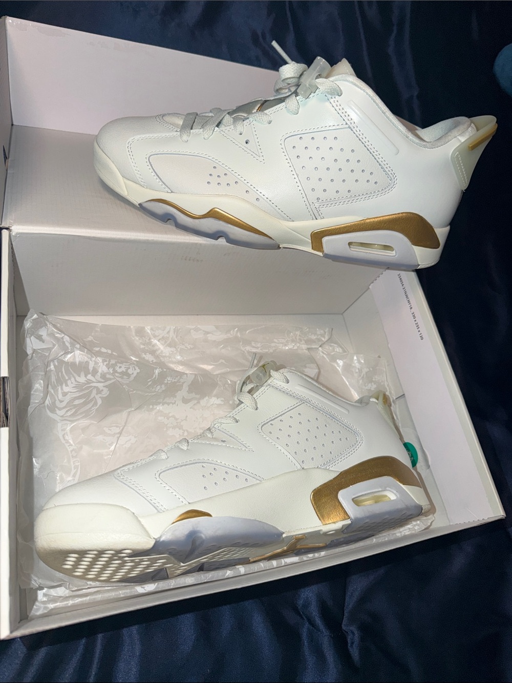 Jordan 6 White&Gold Gum Bottom LowTops OffWhite